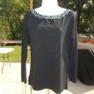 NWOT LOFT BLACK PEARL&RHINESTONE TOP M