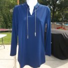 NWOT SUSAN GRAVER NAVY TUNIC WITH CHAIN NECK XXS