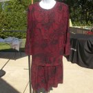 NWOT LOFT BURGENDY&BLACK PRINT DRESS L