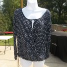NWOT TALBOTS BLACK SHAPE PRINT KNIT TOP PM