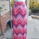 NWT ANA PINK CHEVERON STRIPE KNIT MAXI SKIRT L
