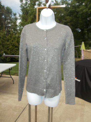 ANN TAYLOR LOFT FAB GRAY SPARKLE SWEATER XS