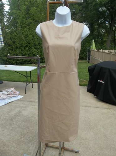 NWOT ANN TAYLOR BEIGE FAUX LEATHER DRESS 4