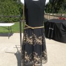 NWOT R&K BLACK&GOLD EMB GORGEOUS DRESS W BELT 14