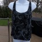 ALEX EVENINGS 2PC BLACK&BLUE SPARKLE TOP&JACKET L