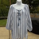 NWT UNIQUE SPECTRIM WHITE&BLUE STRIPED TOP 3X
