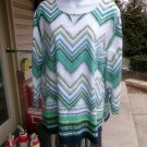 NWT ALFRED DUNNER GREEN, BLUE CHEVERON SCROLL TOP 3X