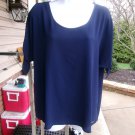 MICHAEL KORS DARK NAVY TIE SLEEVES BLOUSE L