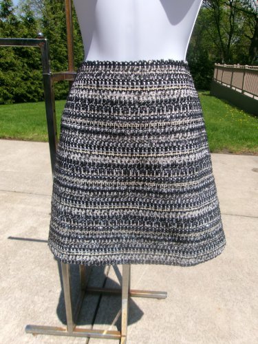 NWT LOFT BLACK GOLD SILVER TWEED/BOULCE SKIRT 4