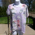 NWOT ALFRED DUNNER LAVENDER FLORAL TOP W TIE SLEEVES PS