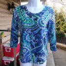 NWOT TALBOTS BLUE&GREEN PASILEY SWEATER PS