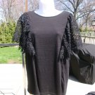 NWT CABLE&GAUGE BLACK LACE SLEEVES TOP 1X