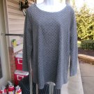 TALBOTS GRAY DOT VELOUR LONG SLEEVE TOP L