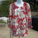 NWT TALBOTS RED FLORAL PRINT BLOUSE X