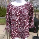 NWT LOFT PLUM FLORAL MIXED MEDIA TOP XS
