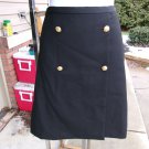 NWOT TALBOTS BLACK SKIRT W GOLD SAILER CRESTED BUTTONS 8