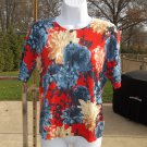 NWOT TALBOTS RED FLORAL PRINT SWEATER PM