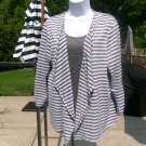 NWOT ALFRED DUNNER GRAY STRIPED 2PC LOOK KNIT TOP L