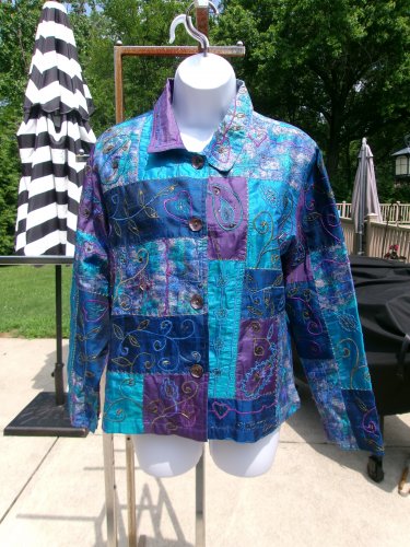 NWT CHICO'S FAB MULTI-COLORED PATCHWORK JACKET 1 $138