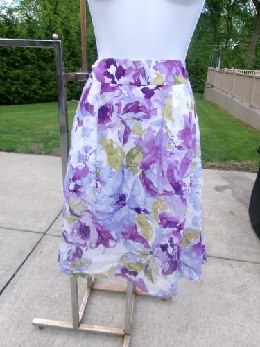 CHRISTOPHER BANKS PURPLE&GREEN FLORAL PRINT SKIRT 12