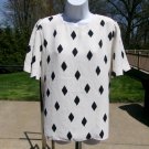 NWOT ANN TAYLOR IVORY&BLACK DIAMOND BLOUSE PXL
