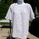 NWOT ANN TAYLOR WHITE BLACK&BLUE FLECK PRINT TOP L