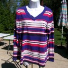 T BY TALBOTS BLUE, PINK WHITE STRIPED TOP L T BY TALBOTS BLUE, PINK WHITE STRIPED TOP L