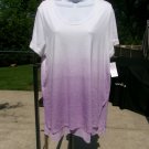 NWT JM COLLECTION WHITE&PURPLE OMBRE TEE L