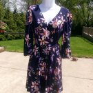 NWOT ELIZA J NAVY FLORAL PRINT JERSEY DRESS 10P