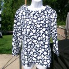 NWOT TALBOTS CUTE NAVY&WHITE FLORAL TOP PXL