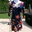 NWOT MSK CUTE NAVY FLORAL DRESS WITH RINGS PS