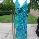NWT LAUREN GREEN&BLUE PAISLEY PRINT KNIT DIP DRESS 14