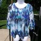 NWOT COLDWATER CREEK BLUE WATER COLOR PRINT TOP XL