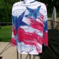 CHICO'S ADDITIONS PATRIOTRIC RED, WHITE BLUE PRINT TOP 3