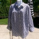 TALBOTS WHITE&BLUE PRINT BUTTON DOWN TOP 20W TALBOTS WHITE&BLUE PRINT BUTTON DOWN TOP 20W