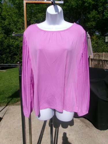NWT TALBOTS ORCHID/PINK PLEATED SLEEVE TOP L