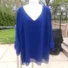 NWT CHELSEA&THEODORE BLUE BLOUSE 1X
