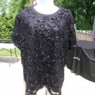 NWT CUPIO FAB BLACK FLOWER&SEQUIN TOP 3X