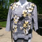 ALFRED DUNNER BLACK&YELLOW FLORAL PRINT TOP PM