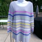 TALBOTS GRAY STRIPED SWEATER L