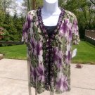NWT SAG HARBOR PURPLE GREEN FLORAL 2PC LOOK TOP M