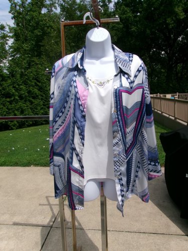 NWOT ALFRED DUNNER BLUE, PINK BLOUSE&TANK SET 12