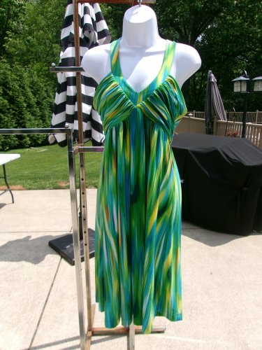 NWOT ELLEN TRACY GREEN STRIPED KNIT TANK DRESS 8