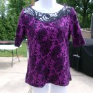 NWOT ANN TAYLOR PURPLE&BLACK PRINT LACE TOP S NWOT ANN TAYLOR PURPLE&BLACK PRINT LACE TOP S