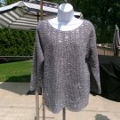 NWOT RUBY RD SILVER METALIC BEADED SWEATER L