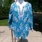 NWOT TALBOTS BLUE&WHITE PRINT TUNIC 1X