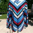 NWOT BOB MACKIE WEARABLE ART BLUE MULTI STRIPED BLOUSE M