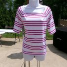 NWOT TALBOTS PURPLE&WHITE STRIPED TOP M