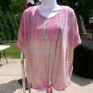 NWOT ONE WORLD PINK TYE DYE PONCHO TOP M