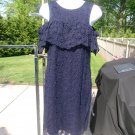 NWOT ANN TAYLOR NAVY LACE COLD SHOULDER DRESS 6